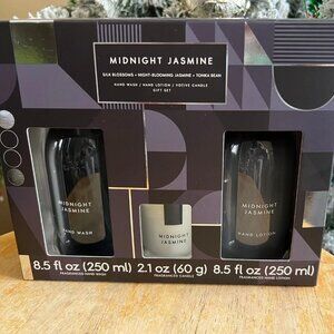 NEW Midnight Jasmine Hand Soap, Hand Lotion, Votive Candle Gift Set (020427)